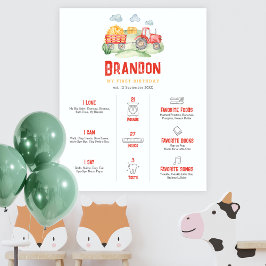 レッドトラクター1st誕生日ウォーターカラーマイルストーン