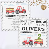 レッドトラクター2ndバースデーボーイパーティの招待状 招待状