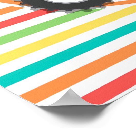 レッドトラクター;明るいレインボーストライプズ ポスター (角)