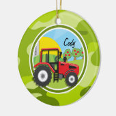 レッドトラクター;明るい緑の迷彩柄、迷彩画 セラミックオーナメント (左)