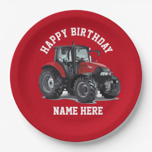 レッドトラクタ農業誕生日プレート ペーパープレート