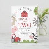 レッドトラクモダンターオインクバアモーファーム誕生日 招待状 (スタンド正面)