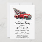 レッドトラックのクリスマスツリーパーティの招待状 シーズンカード (正面)