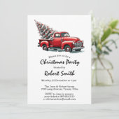 レッドトラックのクリスマスツリーパーティの招待状 シーズンカード (スタンド正面)