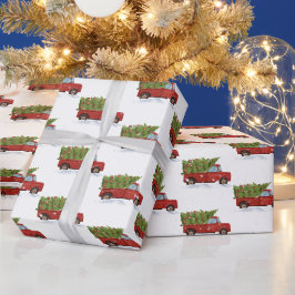 レッドトラックのクリスマスツリー ラッピングペーパー