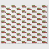 レッドトラックのクリスマスツリー ラッピングペーパー (フラット)