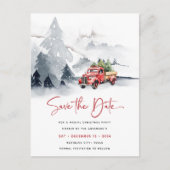 レッドトラックのクリスマスパーティーのSave the Date シーズンポストカード (正面)