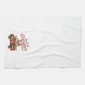 レッドトラックのクリスマス応援ウサギの積み荷 キッチンタオル (横)