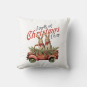 レッドトラックのクリスマス応援ウサギの積み荷 クッション (正面)