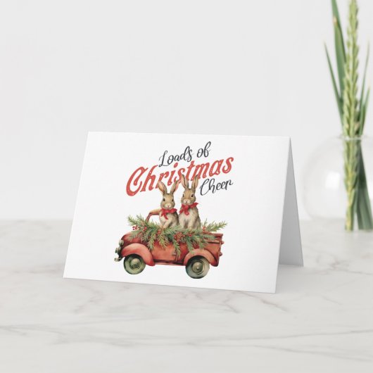 レッドトラックのクリスマス応援ウサギの積み荷 シーズンカード (正面)