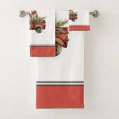 レッドトラックのクリスマス応援ウサギの積み荷 バスタオルセット (インサイチュ)