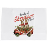 レッドトラックのクリスマス応援ウサギの積み荷 ラージペーパーバッグ (裏面)