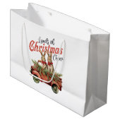 レッドトラックのクリスマス応援ウサギの積み荷 ラージペーパーバッグ (正面アングル)