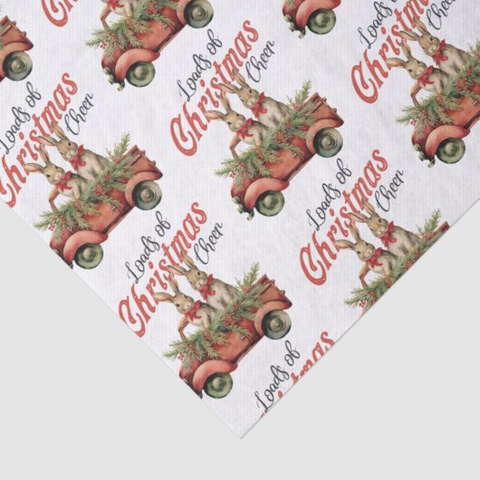 レッドトラックのクリスマス応援ウサギの積み荷 薄葉紙 (詳細)