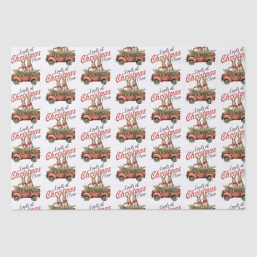 レッドトラックのクリスマス応援ウサギの積み荷 薄葉紙 (正面)
