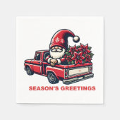 レッドトラックのシーズンのグリーティングポインセチア格言 スタンダードカクテルナプキン (正面)