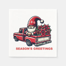 レッドトラックのシーズンのグリーティングポインセチア格言 スタンダードカクテルナプキン