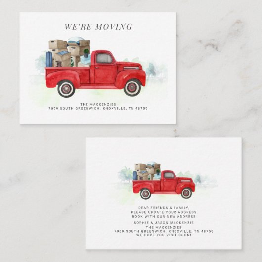 レッドトラックの住所の変更 名刺 (正面/裏面)