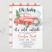 レッドトラックウィンターベビーシャワー招待状 招待状 (正面/裏面)