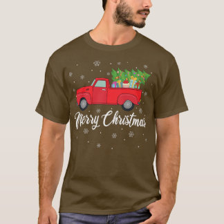 レッドトラックオーバークリスマスライトツリーレッドトラックメリーC Tシャツ