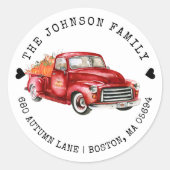 レッドトラックカボチャ差出人住所 ラウンドシール (正面)