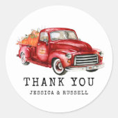 レッドトラックカボチャ ラウンドシール (正面)