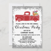 レッドトラックギフト会社クリスマスパーティーシルバー 招待状 (正面)