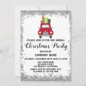 レッドトラックギフト会社クリスマスパーティーシルバー 招待状 (正面)
