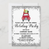 レッドトラックギフト クリスマスカンパニー ホリデーパーティー シルバー 招待状 (正面)