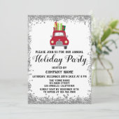 レッドトラックギフト クリスマスカンパニー ホリデーパーティー シルバー 招待状 (スタンド正面)