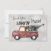 レッドトラッククリスマスツリーありがとう雪の多くのカード サンキューカード (正面)