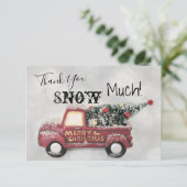レッドトラッククリスマスツリーありがとう雪の多くのカード サンキューカード (スタンド正面)