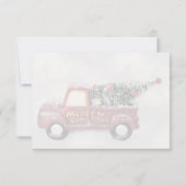 レッドトラッククリスマスツリーありがとう雪の多くのカード サンキューカード (裏面)