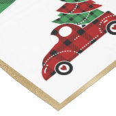 レッドトラッククリスマスツリープレイド金ゴールド休日 ショートテーブルランナー (コーナー)