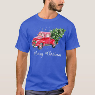 レッドトラッククリスマスツリーヴィンテージレッドピックアップトラック Tシャツ
