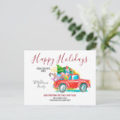 レッドトラッククリスマスツリー贈り物休暇引っ越し 案内ポストカード (スタンド正面)