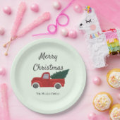 レッドトラッククリスマスツリー ペーパープレート (パーティー)