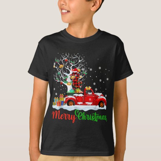 レッドトラッククリスマスパジャマおもしろいクリスマス Tシャツ (正面)