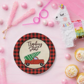 レッドトラッククリスマスパーティープレートバッファロープレイド ペーパープレート (パーティー)