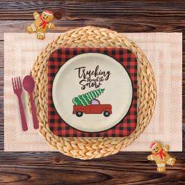 レッドトラッククリスマスパーティープレート ペーパープレート