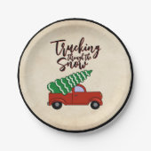 レッドトラッククリスマスパーティープレート ペーパープレート (正面)