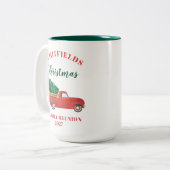 レッドトラッククリスマスファミリー懇親会カスタム ツートーンマグカップ (正面左)