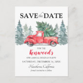 レッドトラッククリスマスホリデーパーティー日付を保存 案内ポストカード (正面)