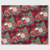 レッドトラッククリスマス付きサンタ ラッピングペーパー (フラット)