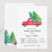 レッドトラッククリスマス招待状、レッドトラックベビー 招待状 (正面/裏面)