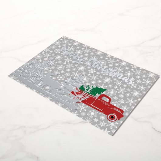レッドトラッククリスマス 箔シーズンカード (回転した状態)