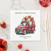 レッドトラックグリーンフォントプレゼントパーティー スタンダードランチョンナプキン (インサイチュ)