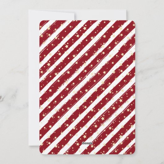 レッドトラックストライプの星メリークリスマス シーズンカード (裏面)