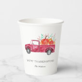 レッドトラックハッピー感謝祭秋カボッキンハーベスト 紙コップ (正面)