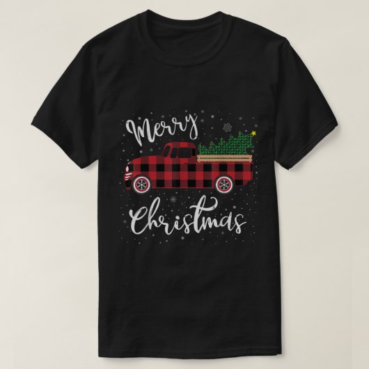 レッドトラックバッファローはメリークリスマスをplaid tシャツ (デザイン正面)